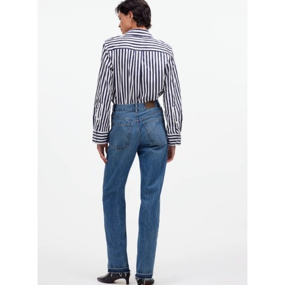 Madewell Women's The Rail Straight Jean AC2 Reston Wash Rigid Size 25 - Picture 2 of 12